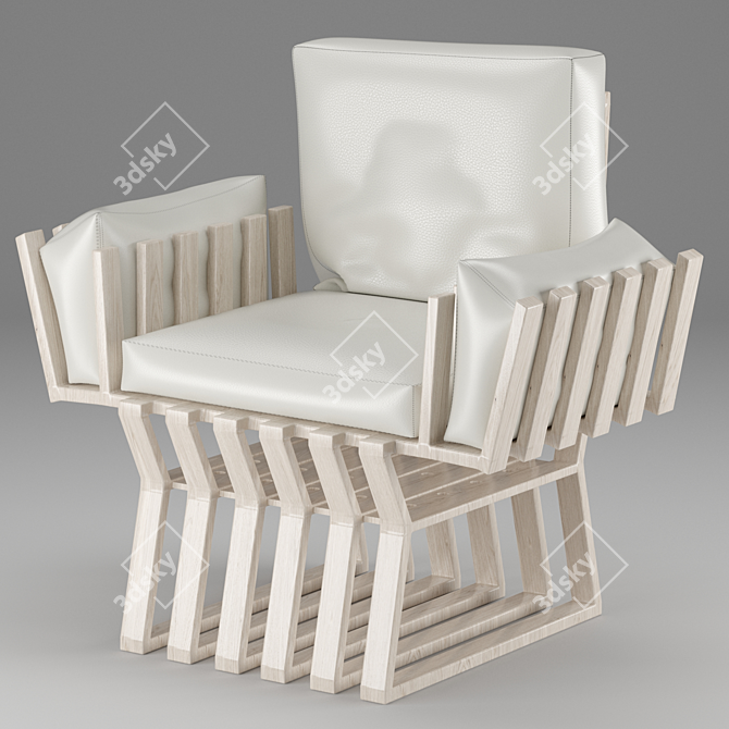 Cozy Wooden Frame Chair 3D model image 6