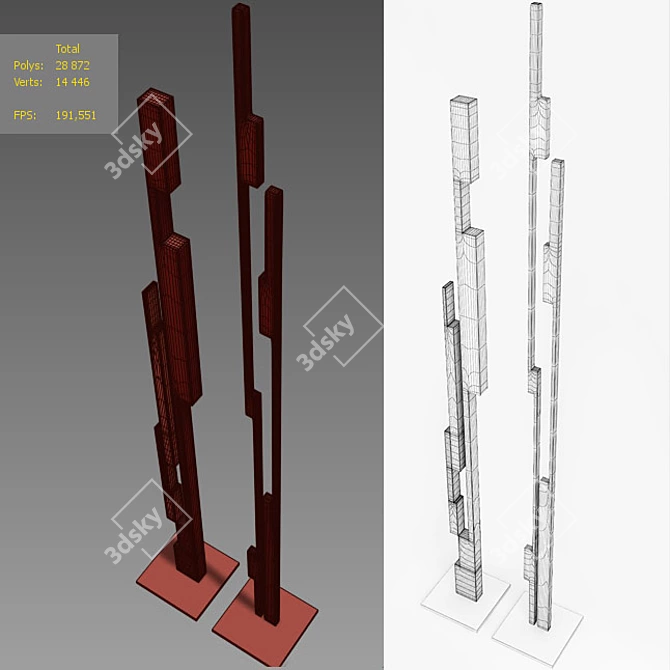 Geometric Art Set: Enrico Giacometti Inspired Sculptures 3D model image 3