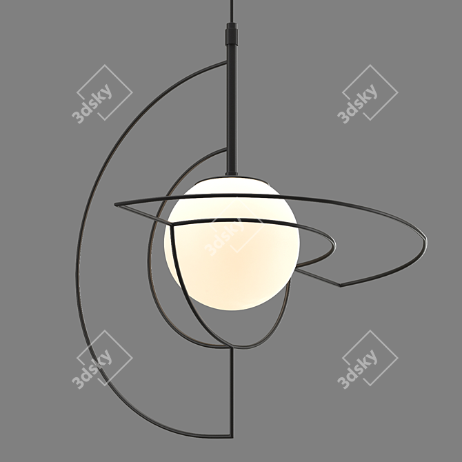 Modern Pendant Lamp with Ball-shaped Shade 3D model image 2