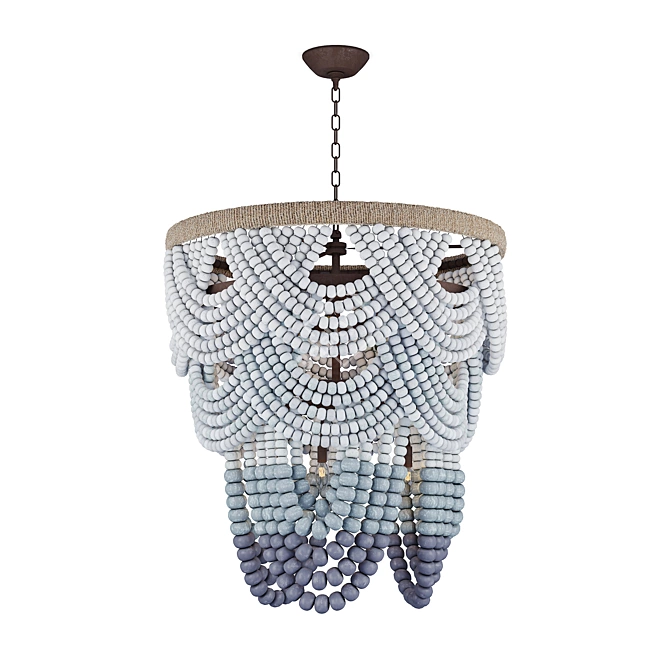 Wood Bead Ombre Chandelier 3D model image 1