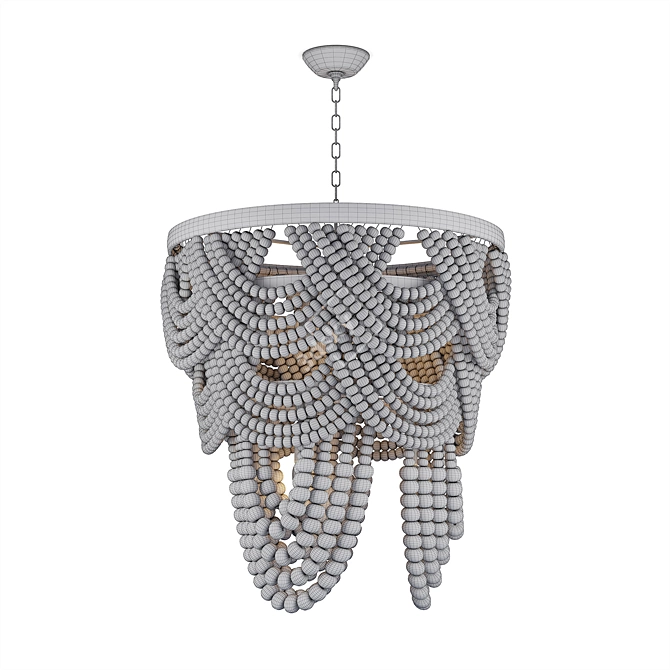 Wood Bead Ombre Chandelier 3D model image 3