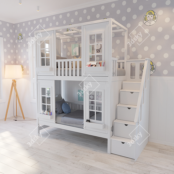 Palazzo Kids Bed with Drawers 3D model image 2