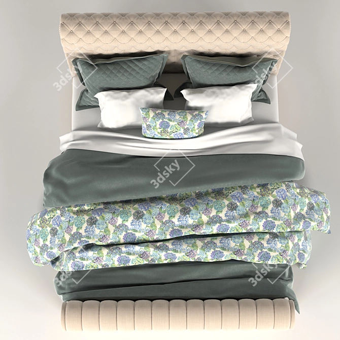 Pottery Barn Chesterfield Upholstered Bed 3D model image 2