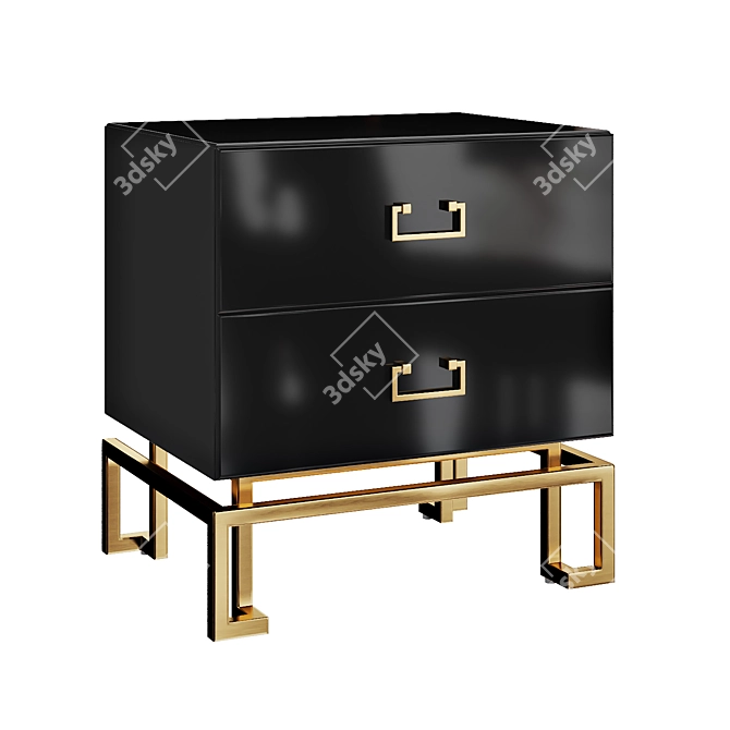 Garda Decor Black Cabinet with Drawers 3D model image 2