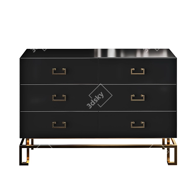 Garda Decor Black Chest of Drawers 3D model image 1