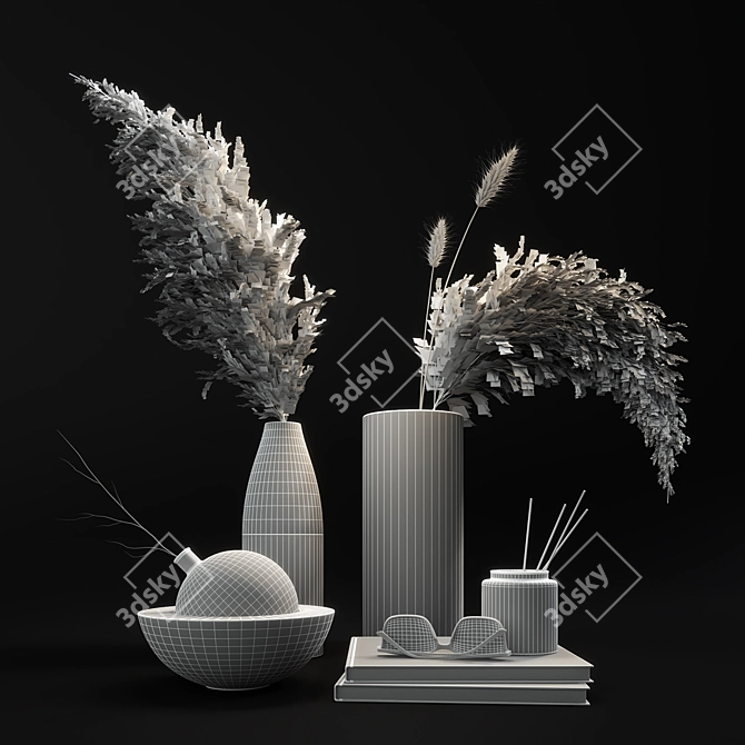 Elegant Dry Plant Decor Set 3D model image 3