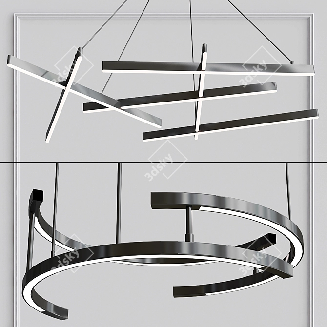 Elegant Maytoni Line LED Pendant Chandelier 3D model image 1