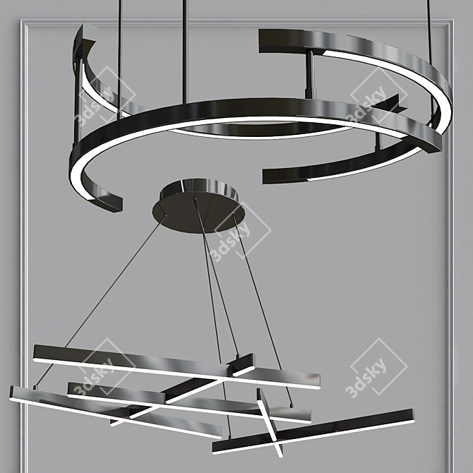 Elegant Maytoni Line LED Pendant Chandelier 3D model image 2