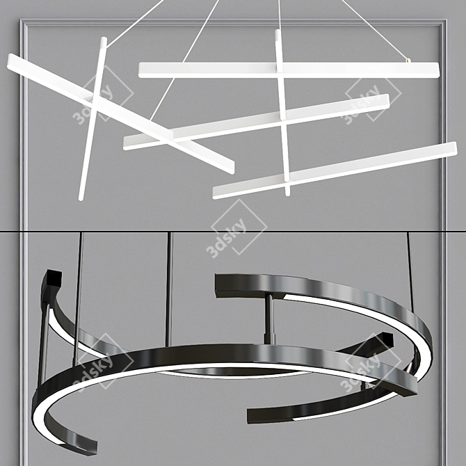 Elegant Maytoni Line LED Pendant Chandelier 3D model image 3