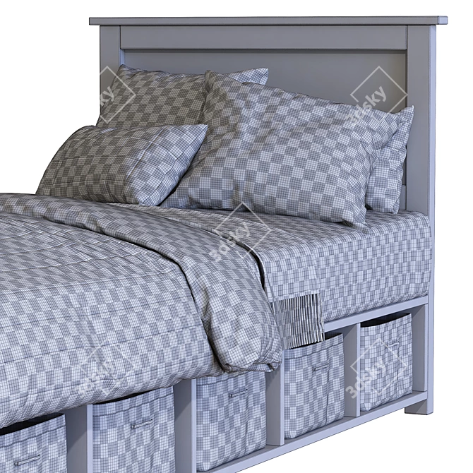 IKEA Bed with Drawers - stylish and practical 3D model image 5