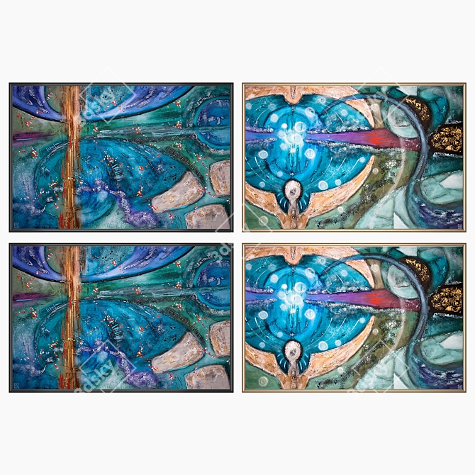 Diverse Set of Framed Wall Paintings 3D model image 2