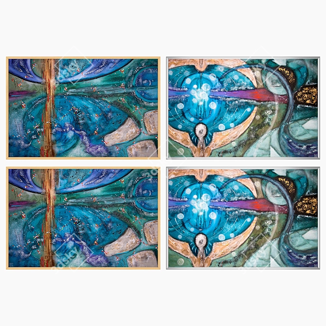 Diverse Set of Framed Wall Paintings 3D model image 3