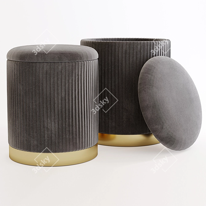 Modern Geneva Ottoman Set 3D model image 1