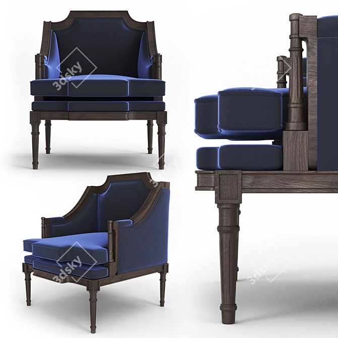 Elegant Vintage Accent Chair 3D model image 1