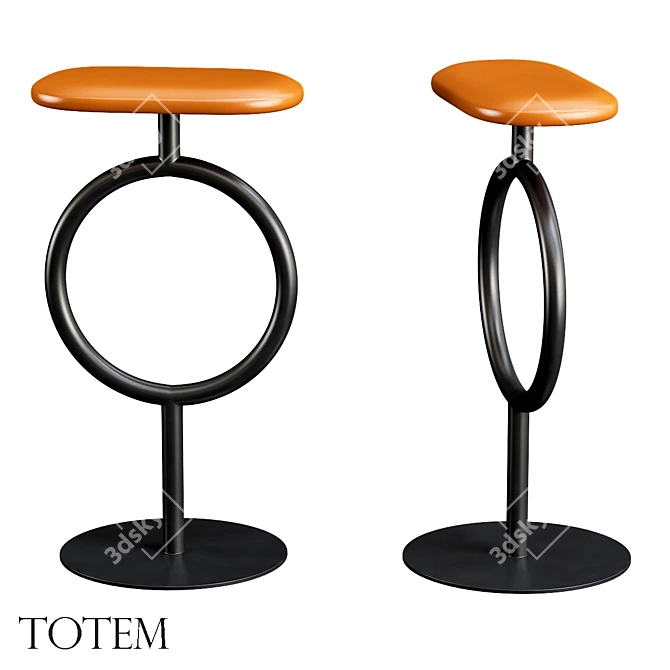 Modern Upholstered Steel Stool 3D model image 1