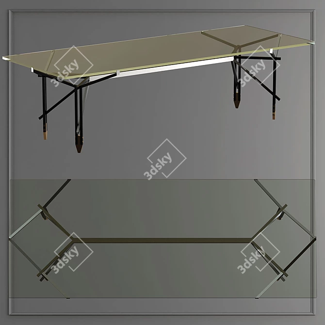 Elegant Glass and Steel Table 3D model image 1