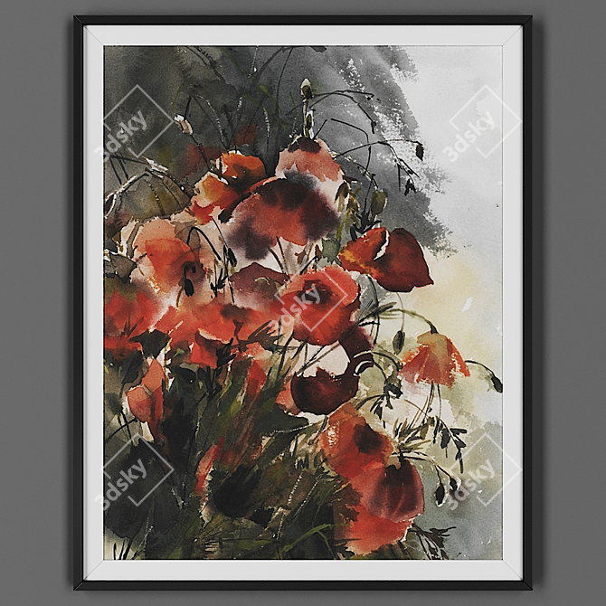 Sleek Black Framed Art 3D model image 1