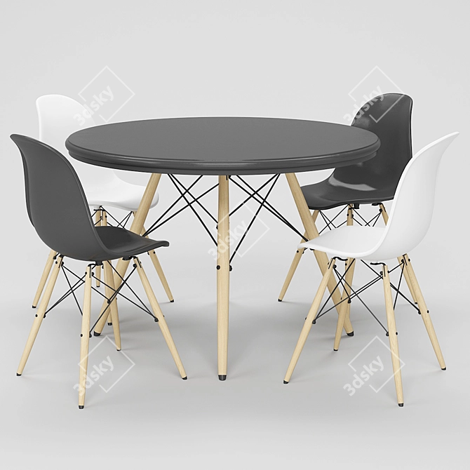 Modern Dining Table Set 3D model image 1