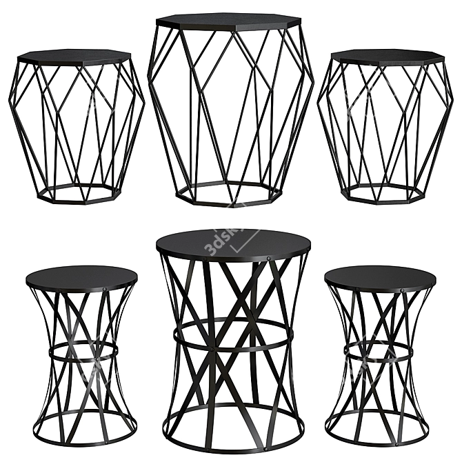 Sleek Black Metal Tables - Avantis 3D model image 1