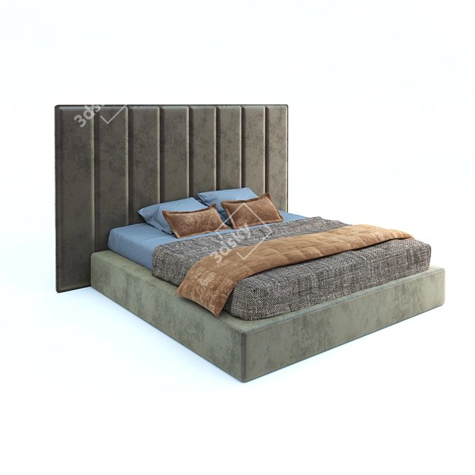 CozyDreams Soft Headboard Bed 3D model image 1