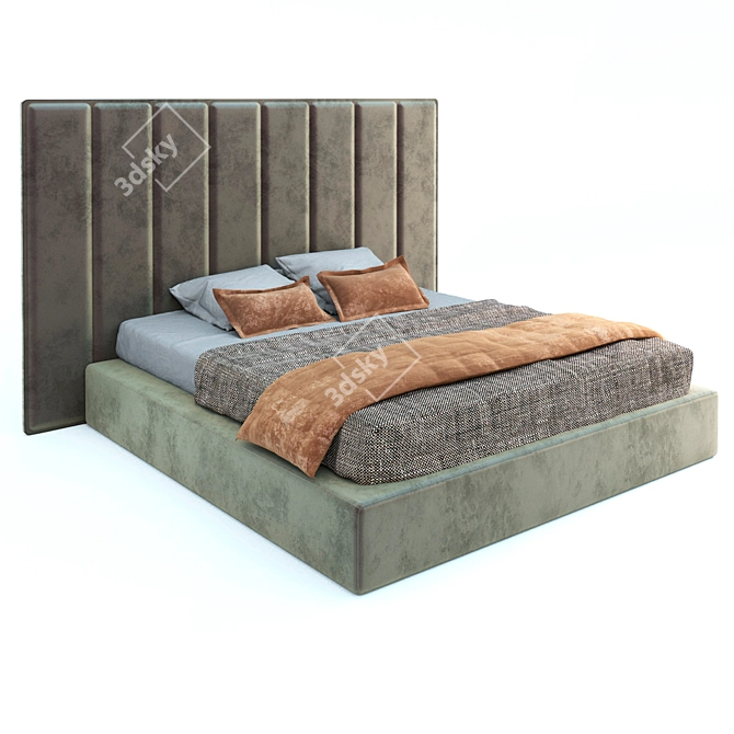 CozyDreams Soft Headboard Bed 3D model image 2