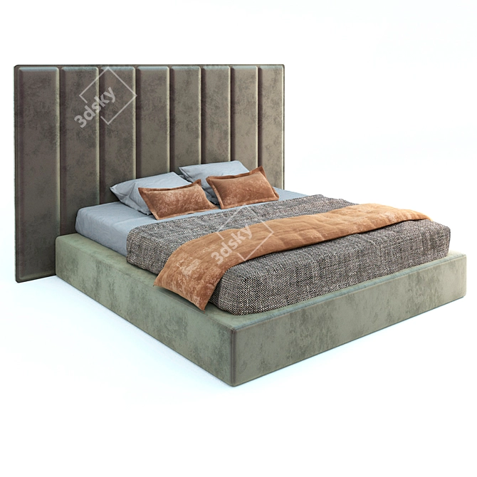 CozyDreams Soft Headboard Bed 3D model image 3