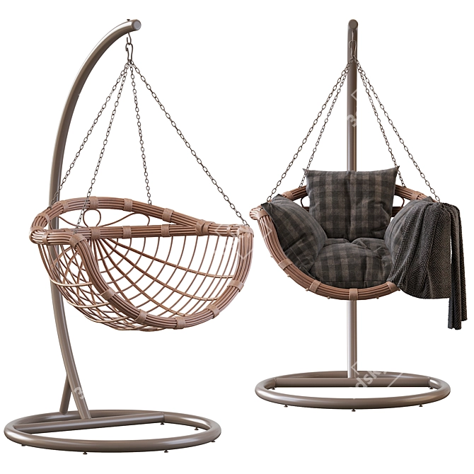 Vinotti Makadamia Brown Hanging Swing Chair 3D model image 3