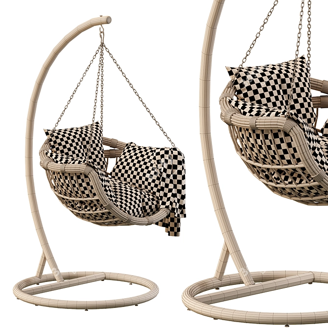 Vinotti Makadamia Brown Hanging Swing Chair 3D model image 5