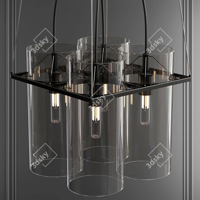 Elegant Glass Cylinder Chandelier 3D model image 2