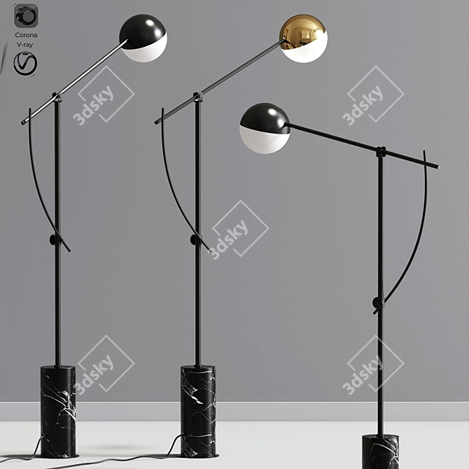 Elegant Balancer Floor Lamp 3D model image 2