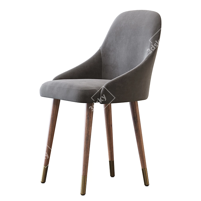 Plush Modern Velvet Chair 3D model image 3