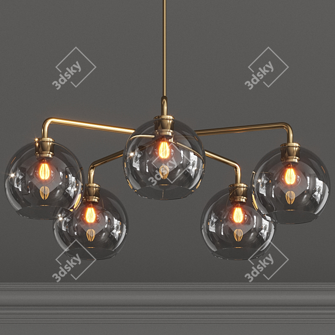 Clear Glass Globe Chandelier 3D model image 1