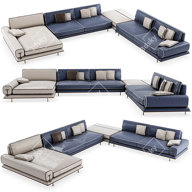 Elegance Redefined: Turri BLUES Modular Sofa 3D model image 1
