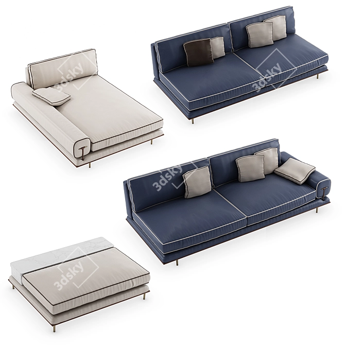 Elegance Redefined: Turri BLUES Modular Sofa 3D model image 2