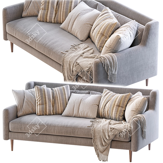 Crosby Mid-Century 3-Seater Sofa 3D model image 1