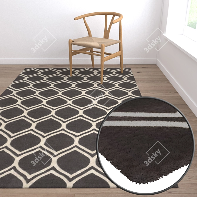 Luxury 3-Piece Carpet Set 3D model image 5