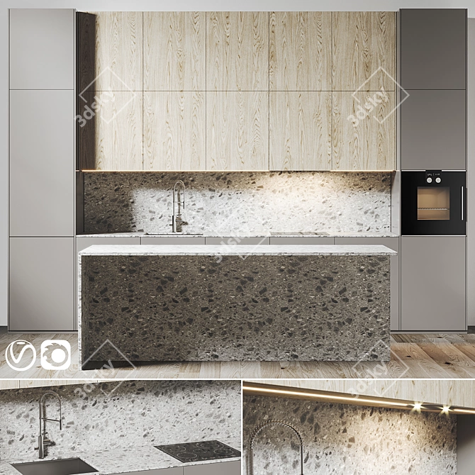 Modern Minimalist Kitchen Design 3D model image 1