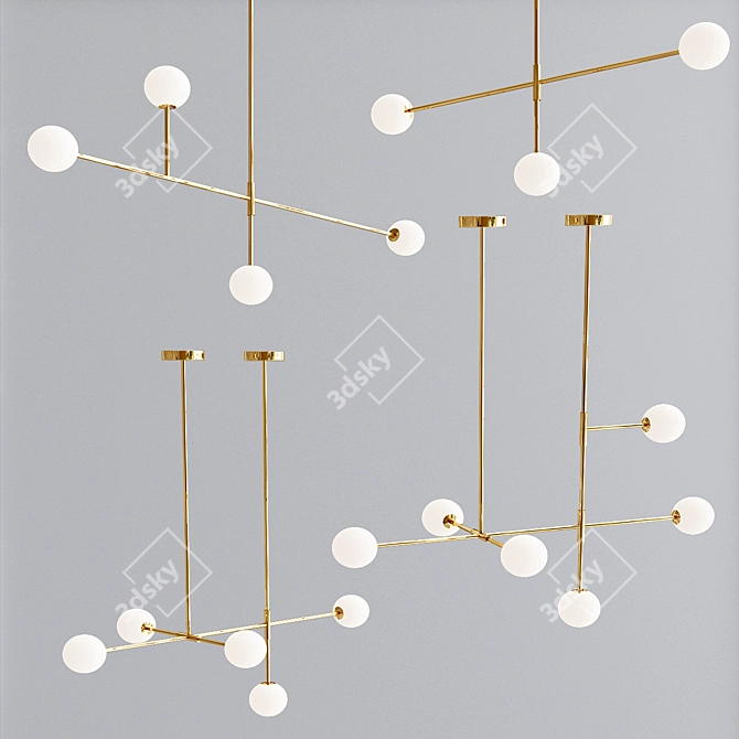 Modern Glass Pendant Hanging Lamps 3D model image 2