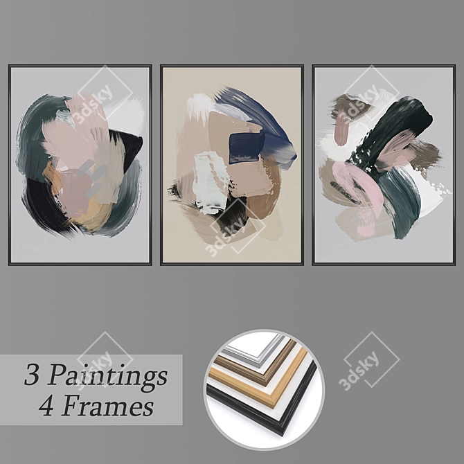 Artistic Wall Painting Set 3D model image 1