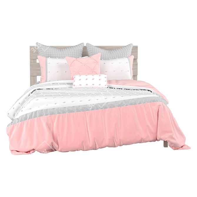 Title: 7-Piece Bed and Duvet Pillow Set 3D model image 1