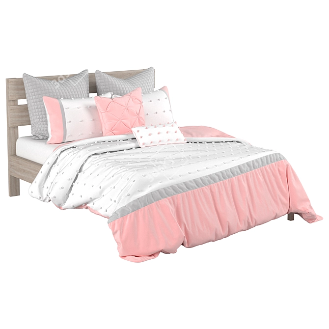 Title: 7-Piece Bed and Duvet Pillow Set 3D model image 2