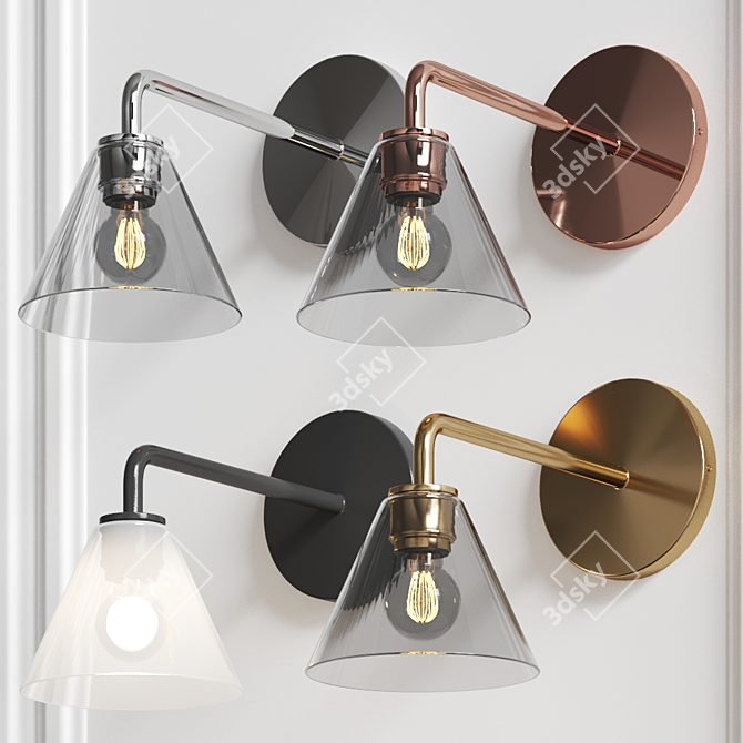 Sleek Clear Glass Cone Sconce 3D model image 2