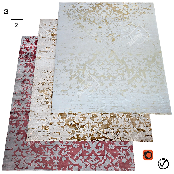 Elegant Heritage Carpet Collection 3D model image 1