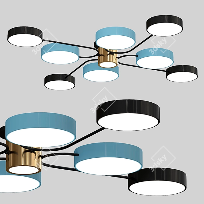 DF: 9-Light LED Ceiling Fixture 3D model image 1