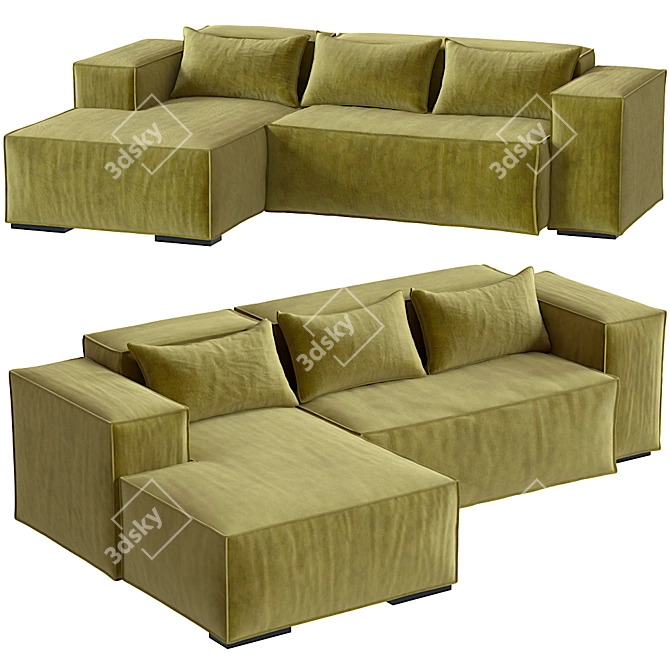 Origami Stone Sofa: Elegant & Modern 3D model image 1