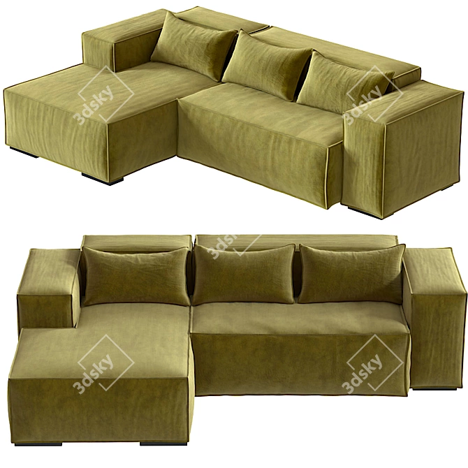 Origami Stone Sofa: Elegant & Modern 3D model image 2