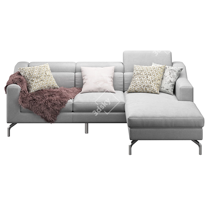 Stylish Corner Sofa in 2K Textures 3D model image 2