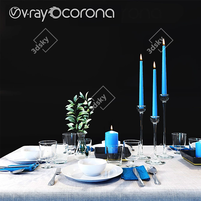 Elegant Table Setting with 3D Model 3D model image 1