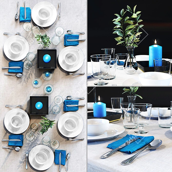 Elegant Table Setting with 3D Model 3D model image 2