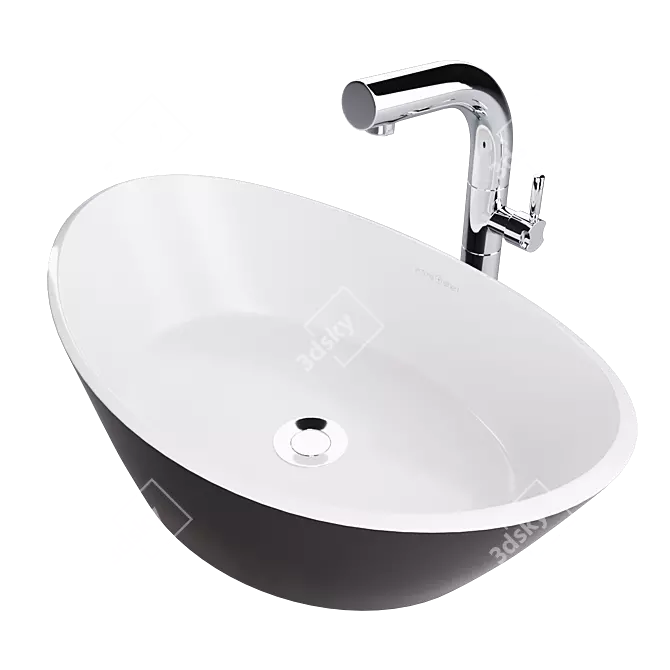 Amalfi 55 Countertop Basin and Tubo 16 Mixer 3D model image 2